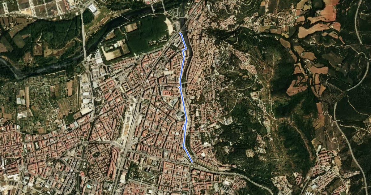 Маршрут (Variant 2) Via Verda Carrilet Olot - Girona на спутниковом снимке