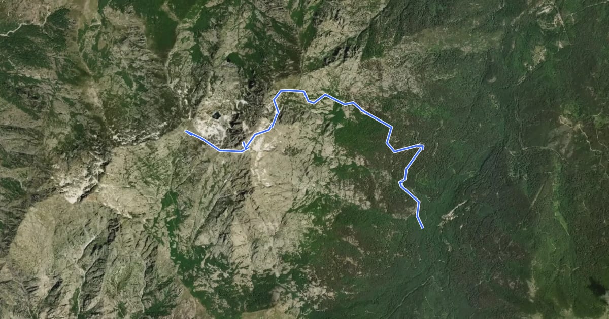 Маршрут Variante Alpine GR20 на спутниковом снимке