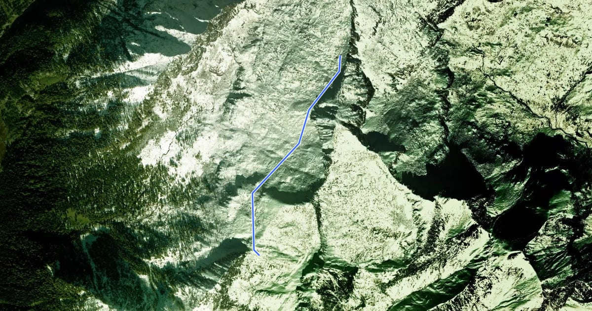 Маршрут Variante Monte Bruffione на спутниковом снимке