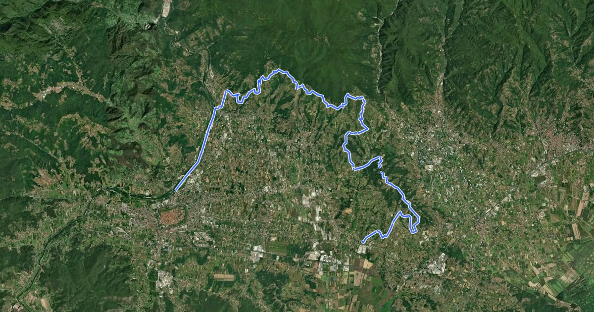 Маршрут Variante Nord Via Francigena на спутниковом снимке