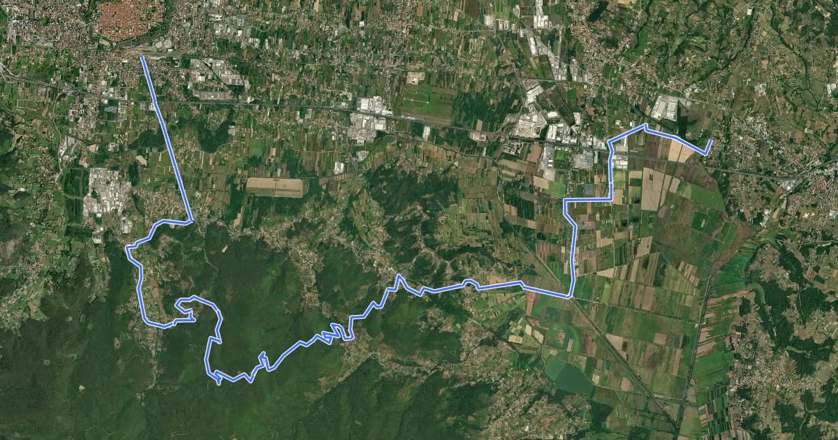 Маршрут Variante Sud Via Francigena на спутниковом снимке