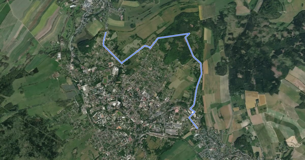 Маршрут [Ž] Varnsdorf (Grosschonaw, CZ/D) - Hrádek (hranice CZ/D) на спутниковом снимке