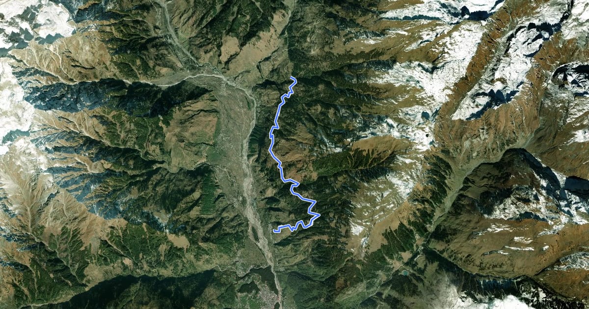 Маршрут Vashist to Kothi traverse на спутниковом снимке