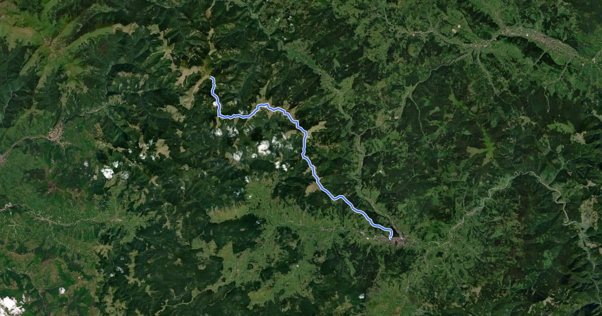 Маршрут Vatra Dornei – Vârful Runc – Vârful Suhardu Mare – Vârful Omu (blue stripe) на спутниковом снимке