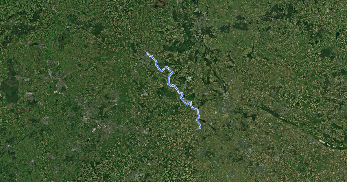 Маршрут Vechtetalroute - 02 - Wettringen - Nordhorn на спутниковом снимке