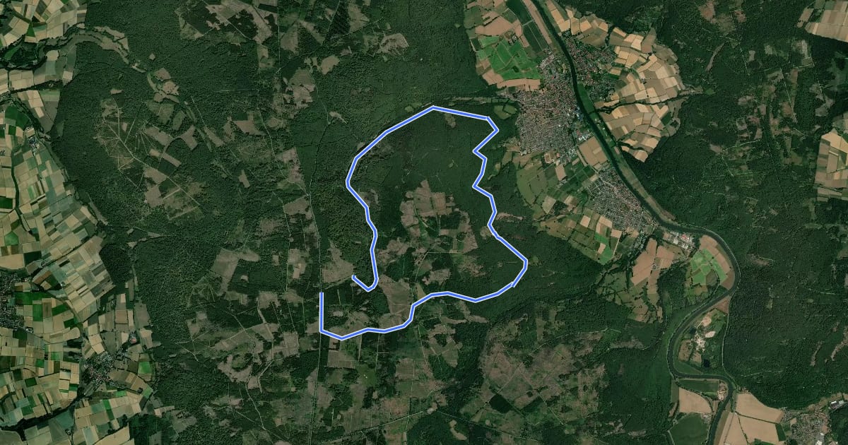 Маршрут Veckerhagen Rundweg 7 на спутниковом снимке