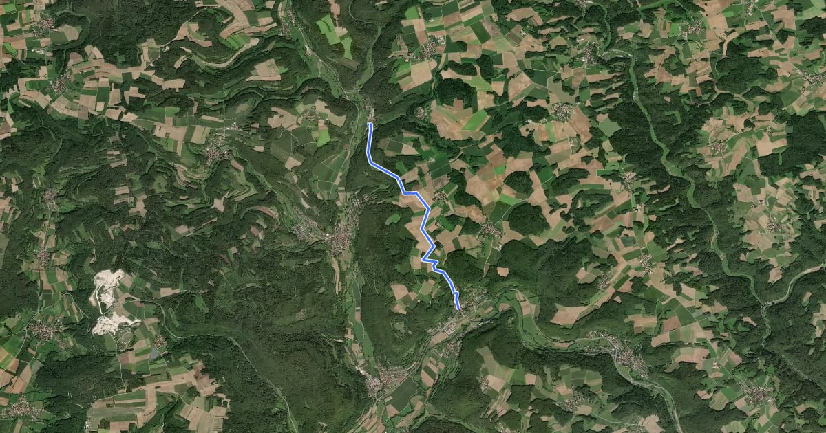 Маршрут Veilbronn-Streitberg на спутниковом снимке