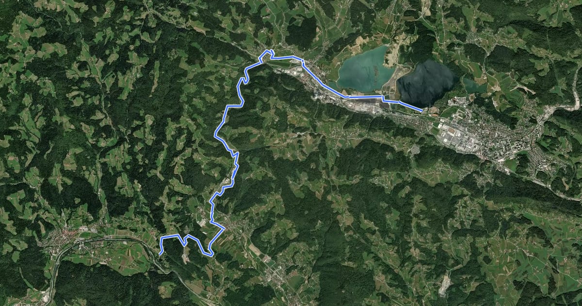 Маршрут Velenje - Šoštanj - Šmarno ob Paki - Mozirje на спутниковом снимке