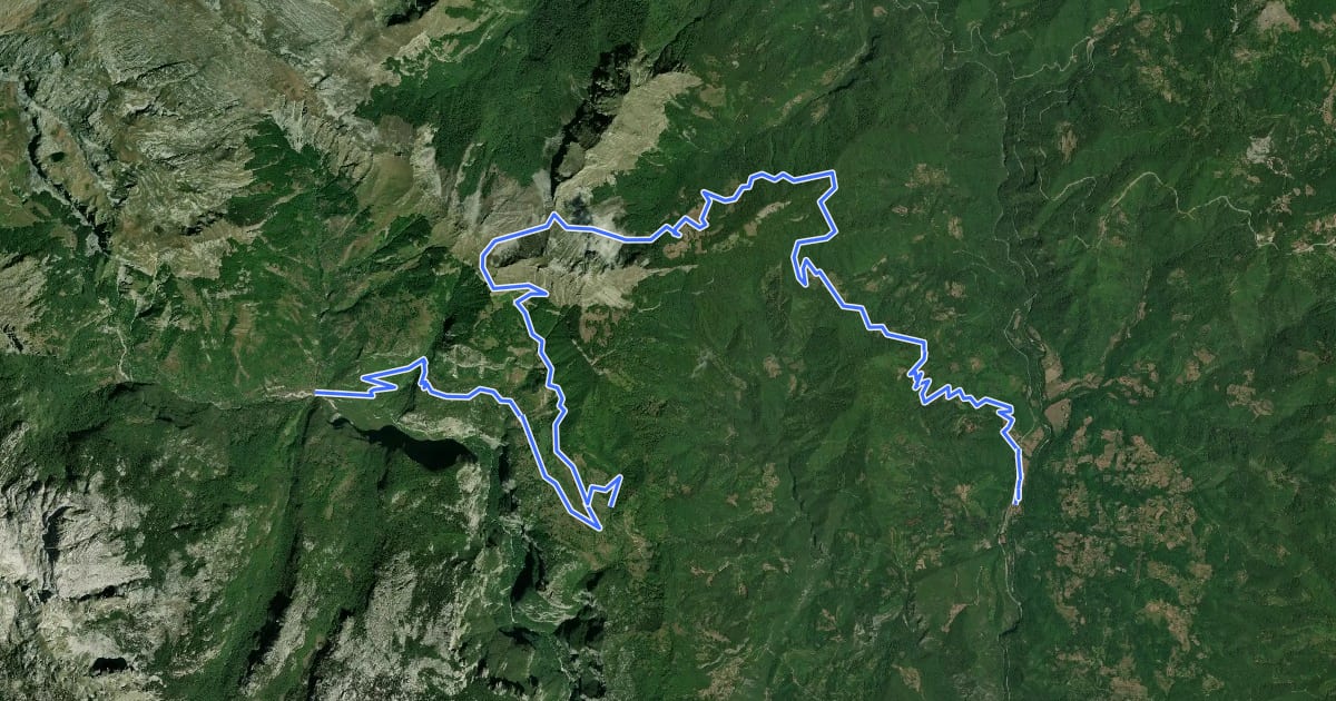 Маршрут Velje Duboko – Manastir Morača (suggested trail, no trailmarks) на спутниковом снимке