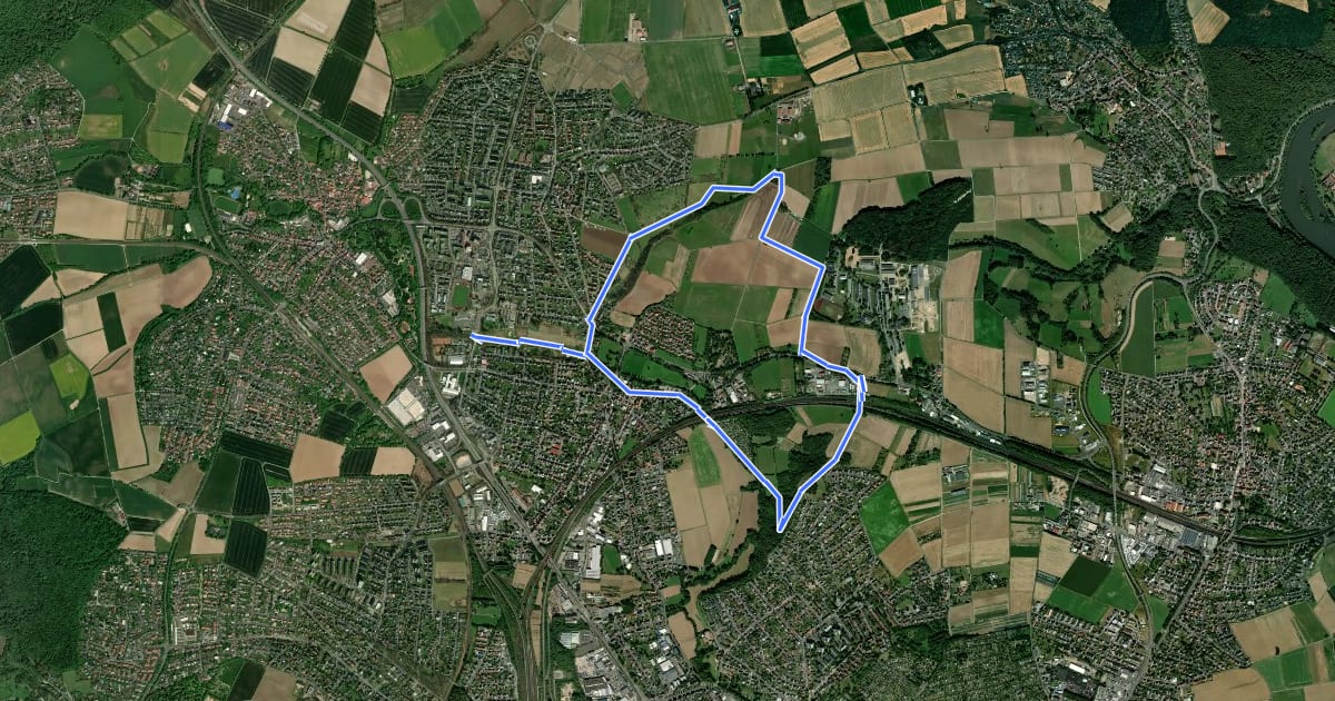 Маршрут Vellmar, H3 - Wartebergweg на спутниковом снимке
