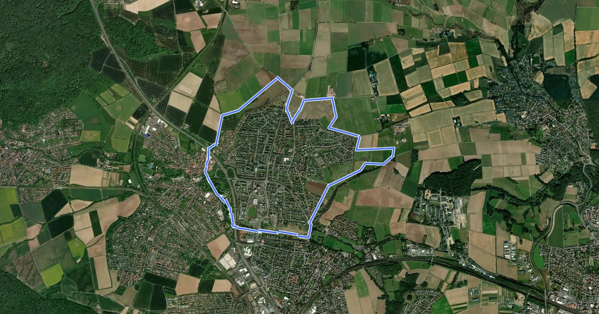 Маршрут Vellmar, V2 - Nordweg на спутниковом снимке