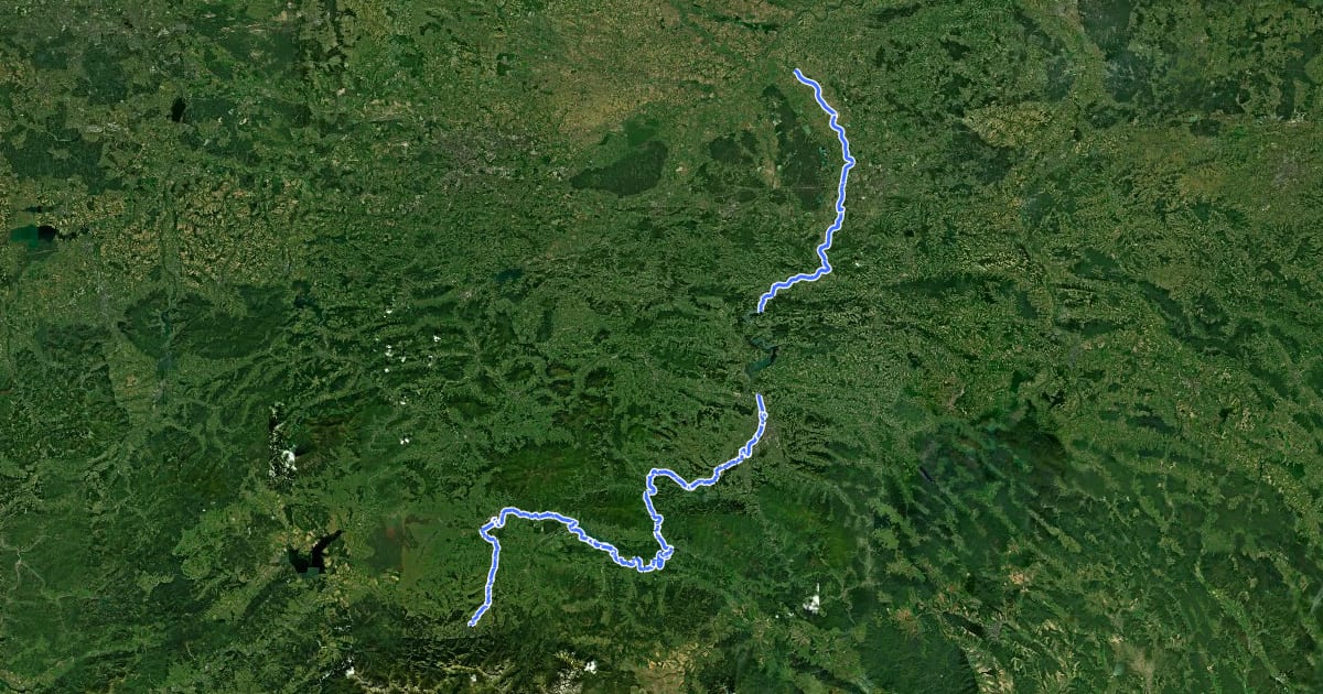 Маршрут Velo Dunajec на спутниковом снимке