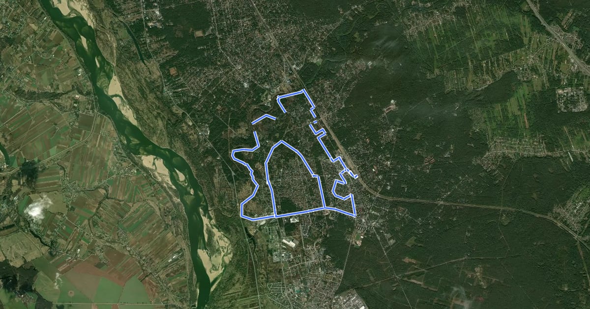 Маршрут Velo Otwock. Szlak Kolejowy на спутниковом снимке
