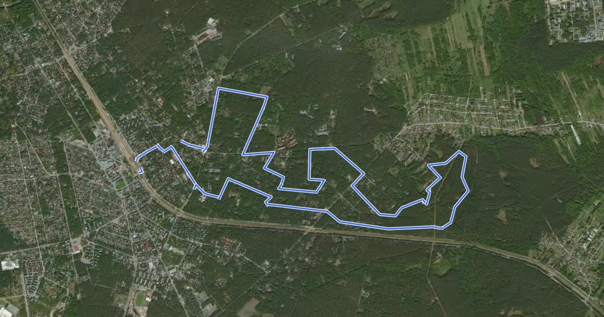 Маршрут Velo Otwock. Szlak Letniskowy на спутниковом снимке