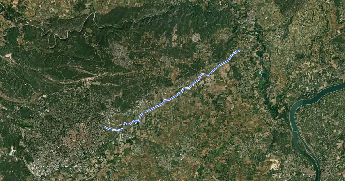 Маршрут Velo route 66 proposé на спутниковом снимке