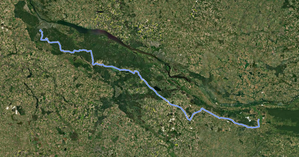Маршрут VeloMazovia nr 20 на спутниковом снимке