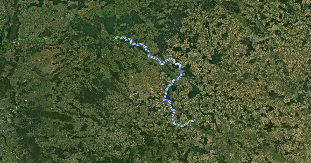 Маршрут VeloMazovia, odcinek II на спутниковом снимке