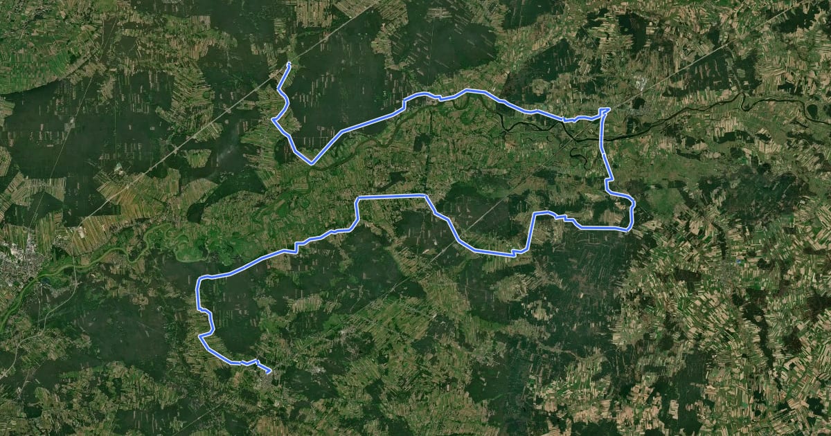 Маршрут VeloMazovia, odcinek III на спутниковом снимке