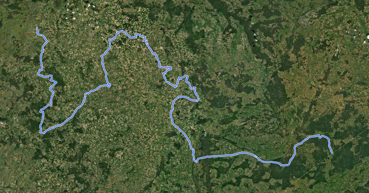 Маршрут VeloMazovia Północ на спутниковом снимке