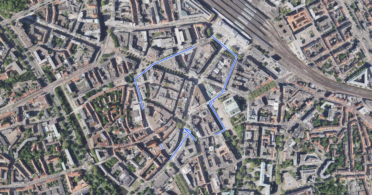 Маршрут Veloroute 1 - City-Radring на спутниковом снимке