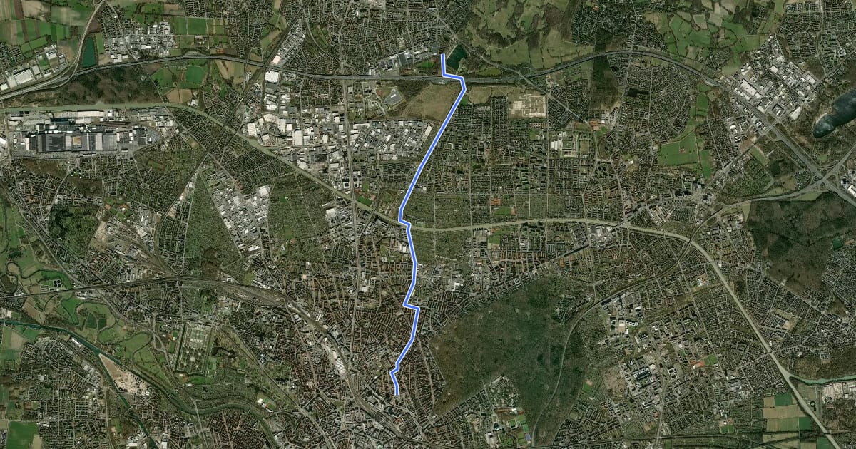 Маршрут Veloroute 2 - Radschnellweg Hannover-Langenhagen на спутниковом снимке
