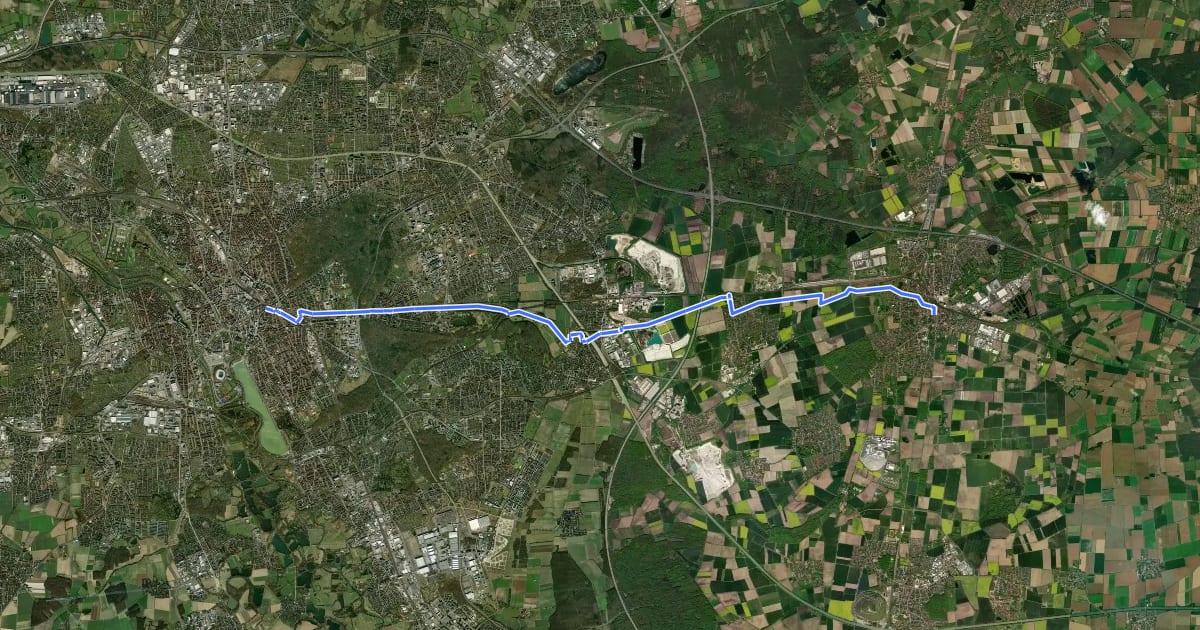 Маршрут Veloroute 5 - Radschnellweg Hannover-Lehrte на спутниковом снимке
