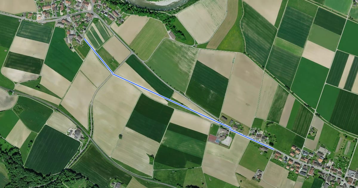 Маршрут Veloroute Winterthur - Gütighausen на спутниковом снимке