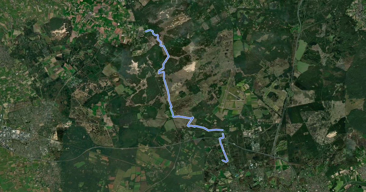 Маршрут Veluwe Zwerfpad - doorsteek 4 - etappe 23 на спутниковом снимке