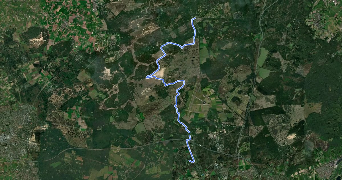 Маршрут Veluwe Zwerfpad - doorsteek 6 - etappe 25 на спутниковом снимке