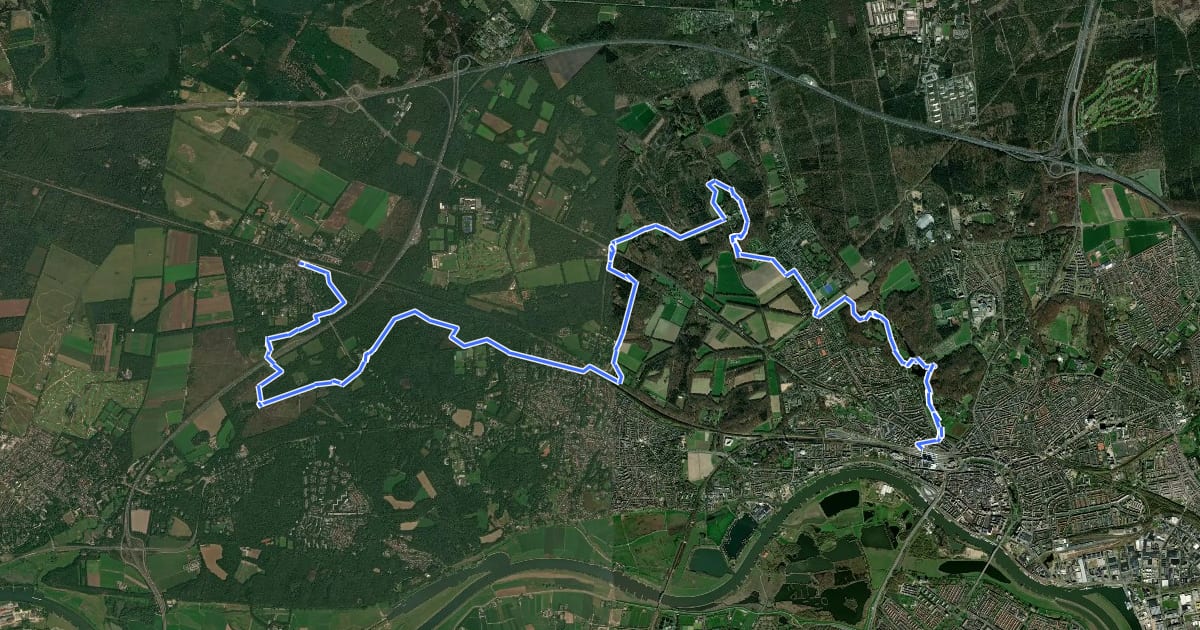 Маршрут Veluwe Zwerfpad - etappe 01 на спутниковом снимке