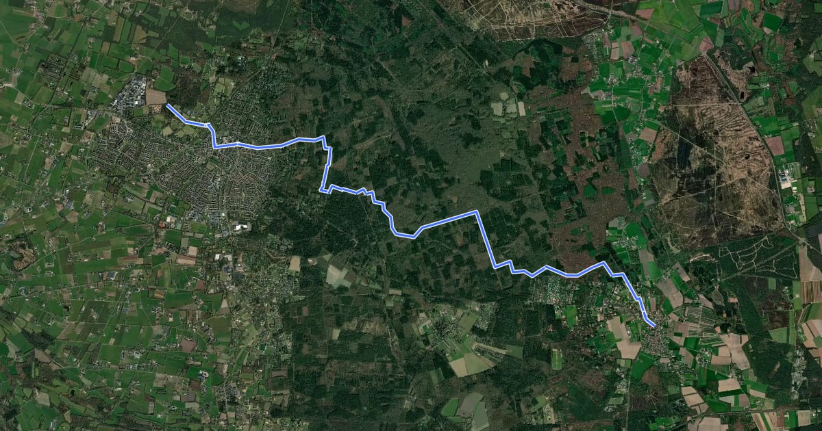 Маршрут Veluwe Zwerfpad - etappe 07 на спутниковом снимке