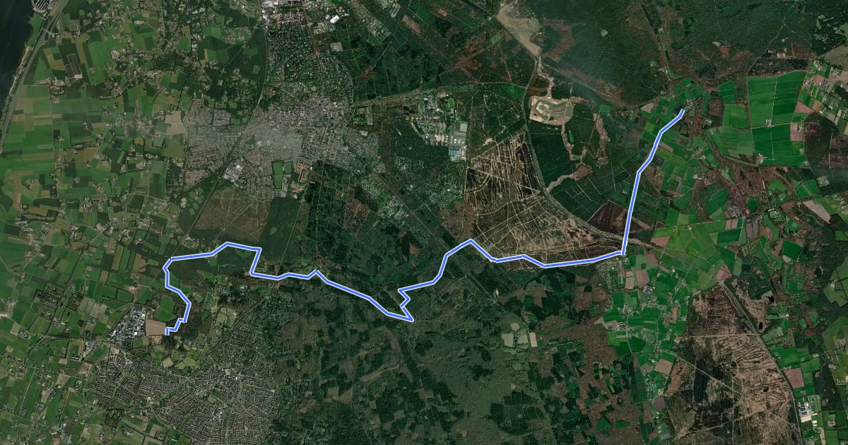 Маршрут Veluwe Zwerfpad - etappe 08 на спутниковом снимке
