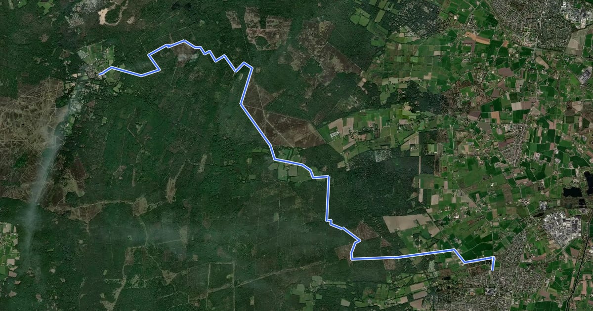 Маршрут Veluwe Zwerfpad - etappe 11 на спутниковом снимке