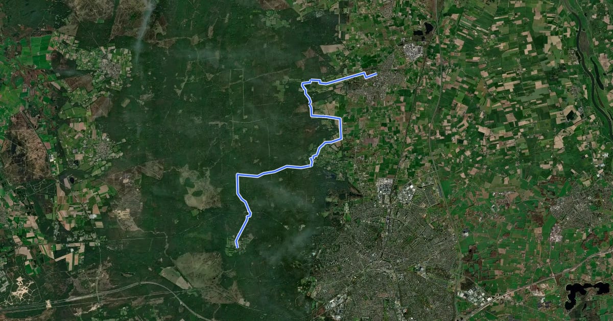 Маршрут Veluwe Zwerfpad - etappe 12 на спутниковом снимке
