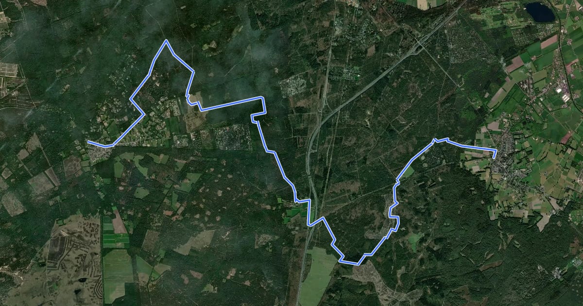 Маршрут Veluwe Zwerfpad - etappe 15 на спутниковом снимке