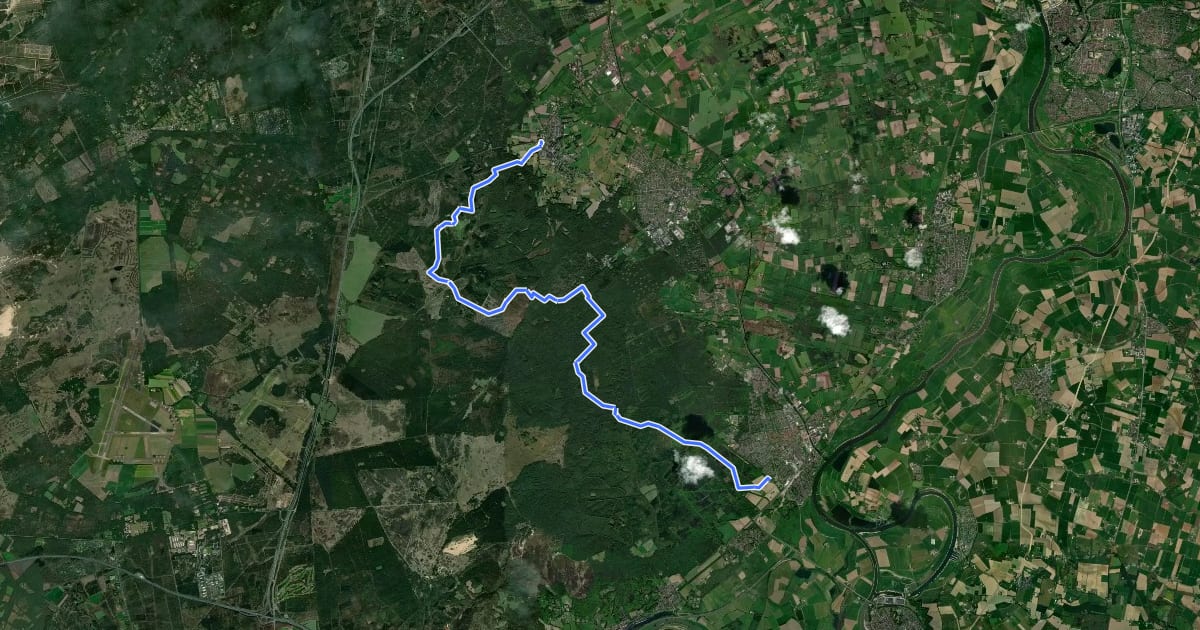 Маршрут Veluwe Zwerfpad - etappe 16 на спутниковом снимке