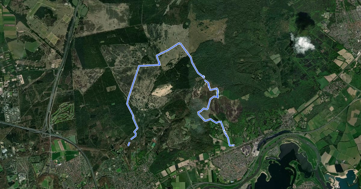 Маршрут Veluwe Zwerfpad - etappe 18 на спутниковом снимке