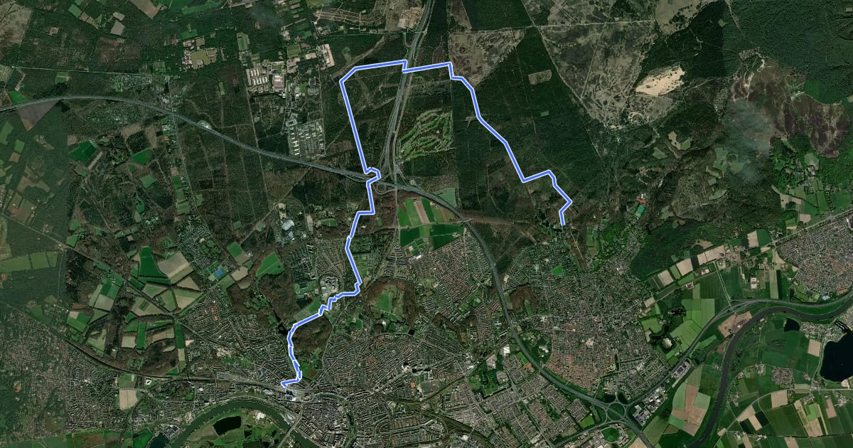 Маршрут Veluwe Zwerfpad - etappe 19 на спутниковом снимке