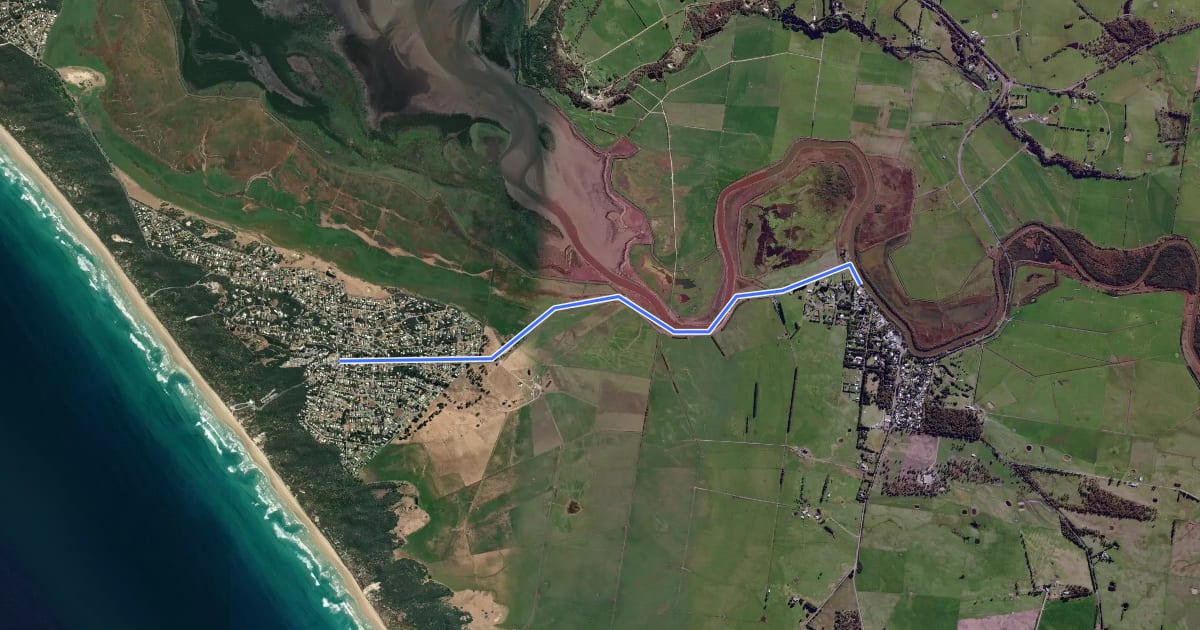 Маршрут Venus Bay Tarwin Lower Bike Path на спутниковом снимке