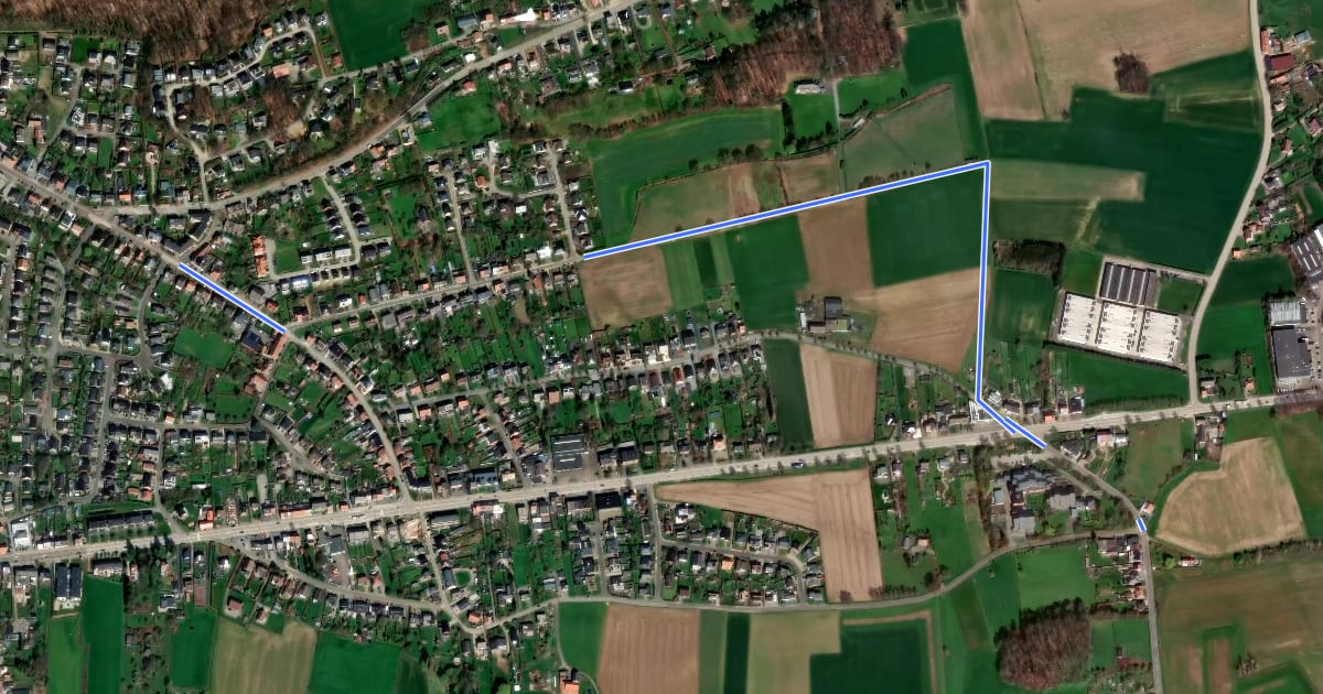 Маршрут Verbindingstraject Lubbeek Groen - Lubbeek Rood на спутниковом снимке