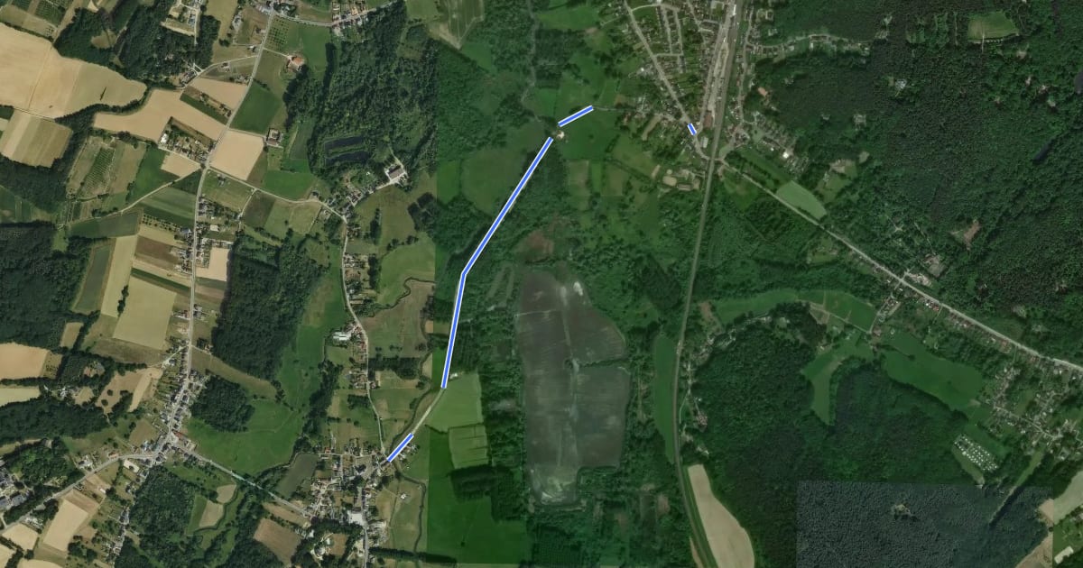 Маршрут Verbindingstraject Meerdaal Blauw - Huldenberg Zwart на спутниковом снимке