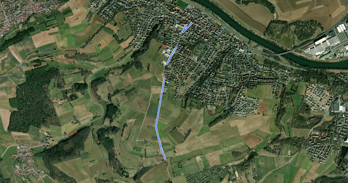 Маршрут Verbindung Bischberg - Vogelberg - Anbindung an den Sieben-Flüsse-Wanderweg на спутниковом снимке
