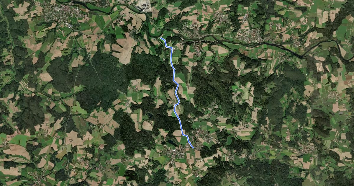 Маршрут Verbindungsradweg Regental-Falkenstein на спутниковом снимке