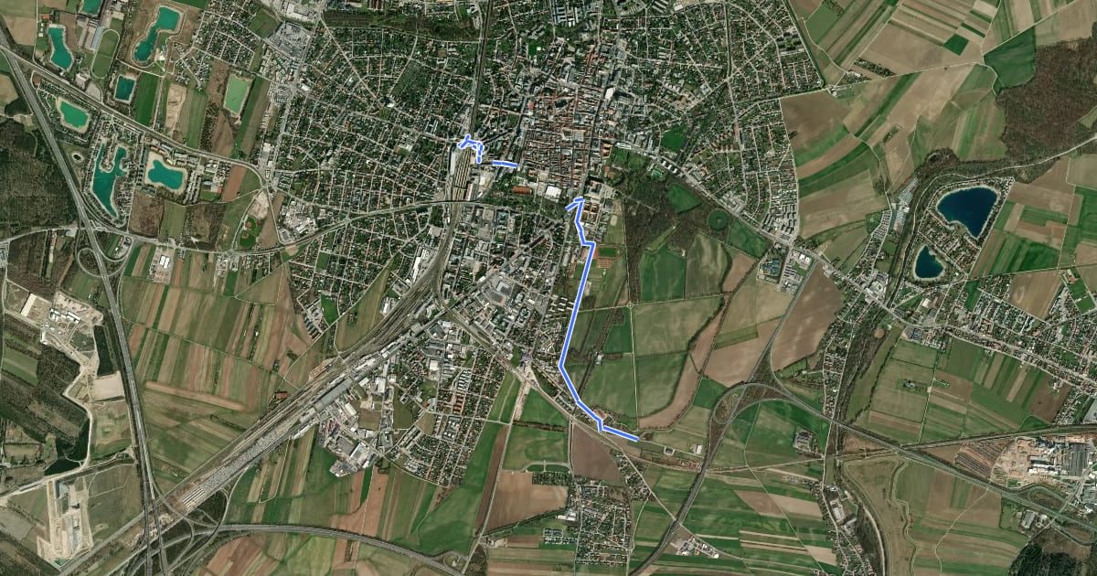 Маршрут Verbindungsroute Bahnhof - EV9 на спутниковом снимке