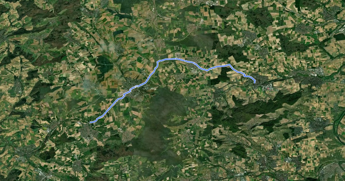 Маршрут Verbindungsstrecke Württemberger Weinradweg - Badischer Weinradweg на спутниковом снимке