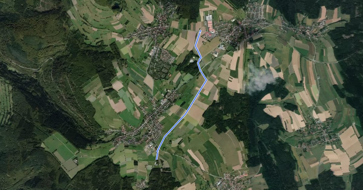 Маршрут Verbindungsweg Brummerkreuz - Unterdielbach на спутниковом снимке