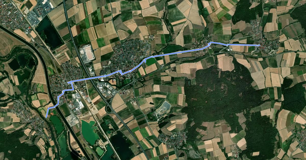 Маршрут Verbindungsweg Gunzendorf - 7-Flüsse-Wanderweg на спутниковом снимке