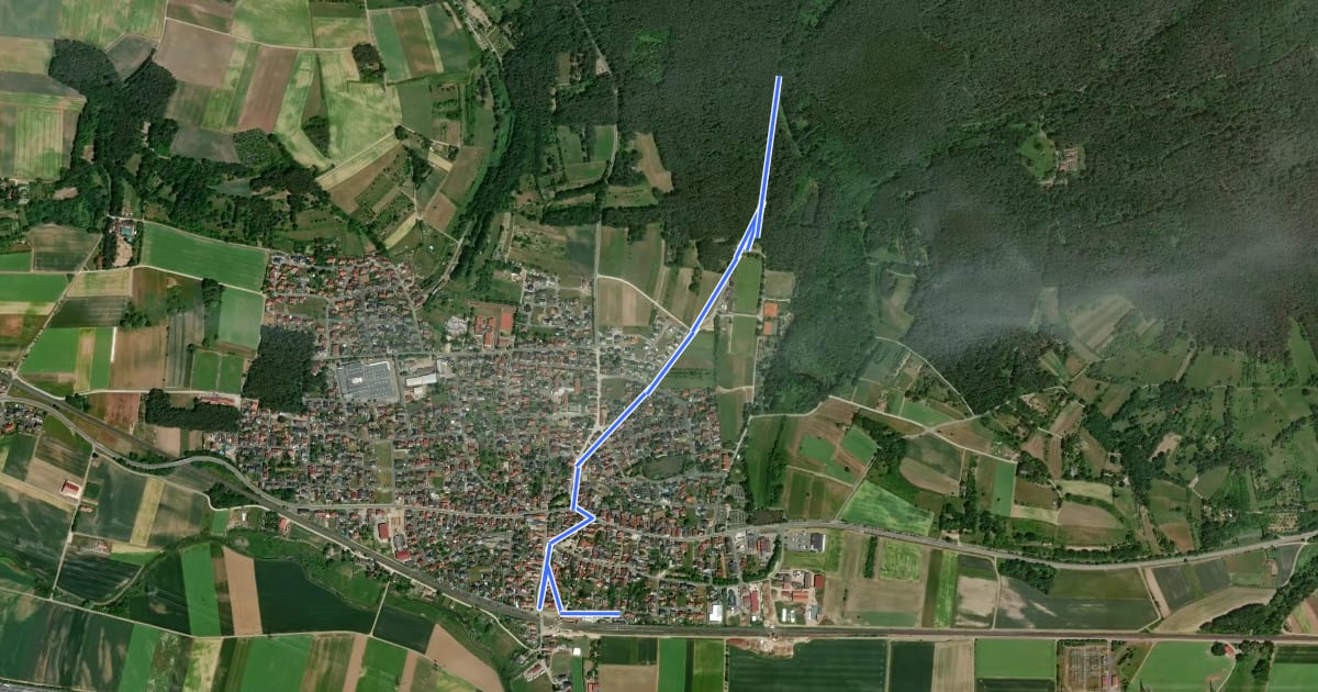 Маршрут Verbindungsweg Oberhaid Bahnhof - 7-Flüsse-Wanderweg на спутниковом снимке
