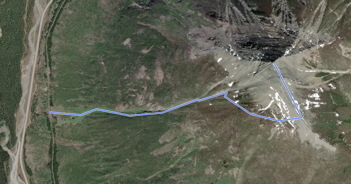 Маршрут Vermilion Peak Route на спутниковом снимке