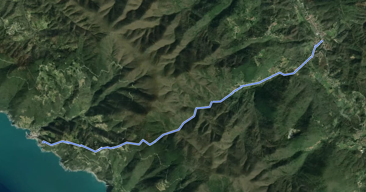 Маршрут Vernazza – S.Bernardino – La Cigoletta – Casella - Riccò del Golfo на спутниковом снимке